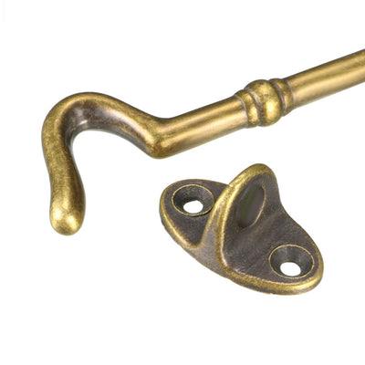 Harfington Uxcell 4.7" Cabin Hooks Eye Latch Door Gate Swivel Window Brass Hook with Mounting Screws Antique Bronze 2pcs
