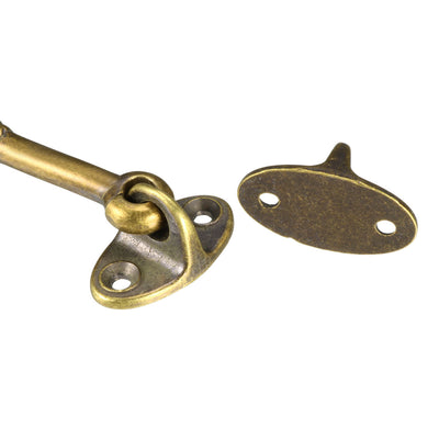 Harfington Uxcell 4.7" Cabin Hooks Eye Latch Door Gate Swivel Window Brass Hook with Mounting Screws Antique Bronze 3pcs