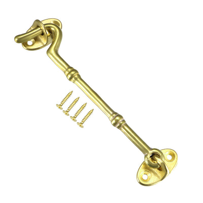 Harfington Uxcell 4.7" Cabin Hooks Eye Latch Door Gate Swivel Window Brass Hook with Mounting Screws Golden 1pcs
