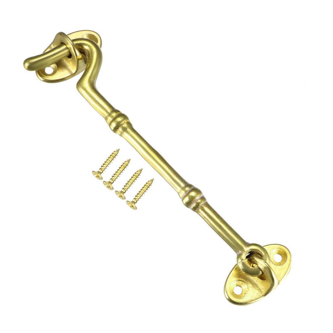 uxcell Uxcell 4.7" Cabin Hooks Eye Latch Door Gate Swivel Window Brass Hook with Mounting Screws Golden 1pcs