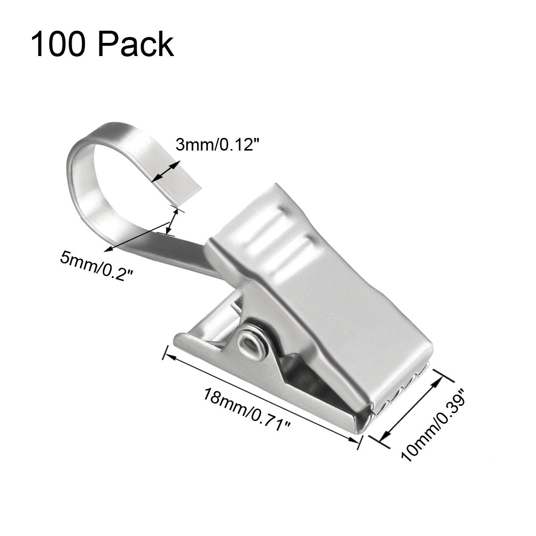 uxcell Uxcell Curtain Clip Hook Set Clips for Curtain Photos Home Decoration Art Craft Display 0.71"*0.39" Silver Tone 100pcs