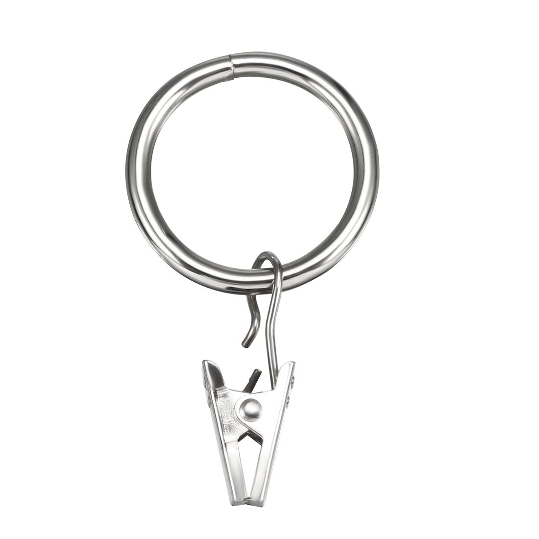uxcell Uxcell Curtain Rings with Clips Strong Decorative Metal Drapery Shower Rustproof 1.02" Interior Diameter 10 Pack Silver
