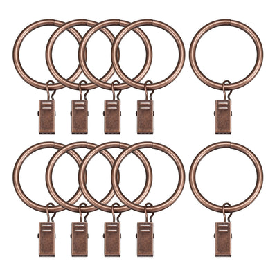 Harfington Uxcell Curtain Rings with Clips Strong Decorative Metal Drapery Shower Rustproof 0.98" Interior Diameter Copper Tone 10pcs