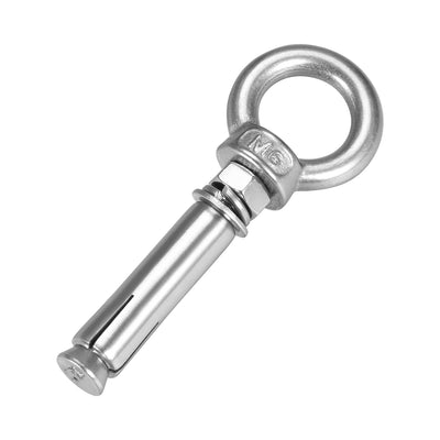 Harfington Uxcell M6 x 50 Expansion Eyebolt Eye Nut Screw with Ring Anchor Raw Bolts 1 Pcs