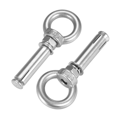 uxcell Uxcell M8 x 60 Expansion Eyebolt Eye Nut Screw with Ring Anchor Raw Bolts 2 Pcs