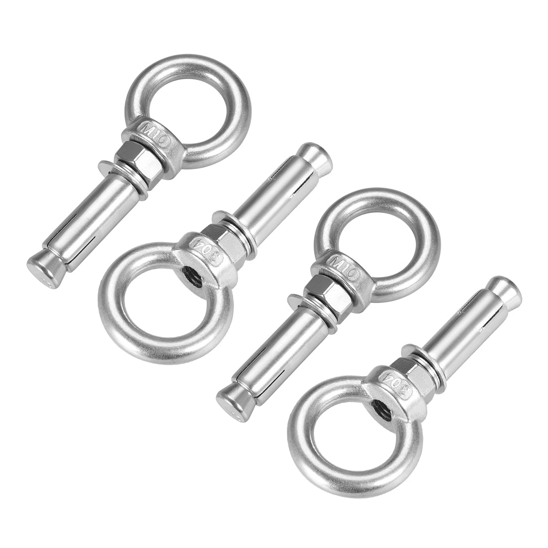 uxcell Uxcell M10 x 60 Expansion Eyebolt Eye Nut Screw with Ring Anchor Raw Bolts 4 Pcs