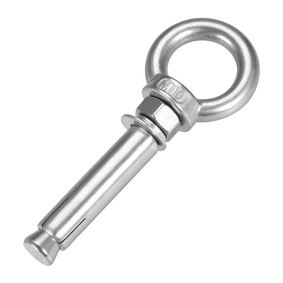 Harfington Uxcell M10 x 80 Expansion Eyebolt Eye Nut Screw with Ring Anchor Raw Bolts 1 Pcs
