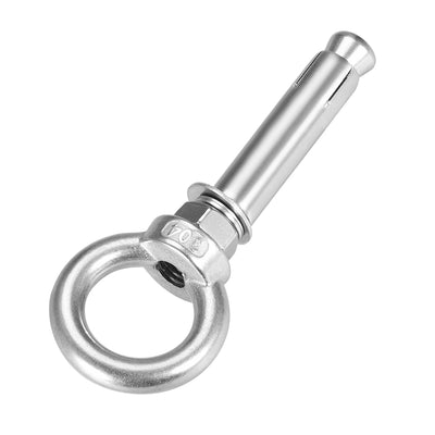 Harfington Uxcell M10 x 80 Expansion Eyebolt Eye Nut Screw with Ring Anchor Raw Bolts 2 Pcs