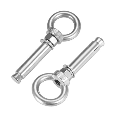 uxcell Uxcell M10 x 80 Expansion Eyebolt Eye Nut Screw with Ring Anchor Raw Bolts 2 Pcs