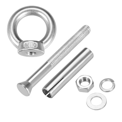Harfington Uxcell M10 x 90 Expansion Eyebolt Eye Nut Screw with Ring Anchor Raw Bolts 1 Pcs