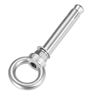 Harfington Uxcell M10 x 100 Expansion Eyebolt Eye Nut Screw with Ring Anchor Raw Bolts 1 Pcs