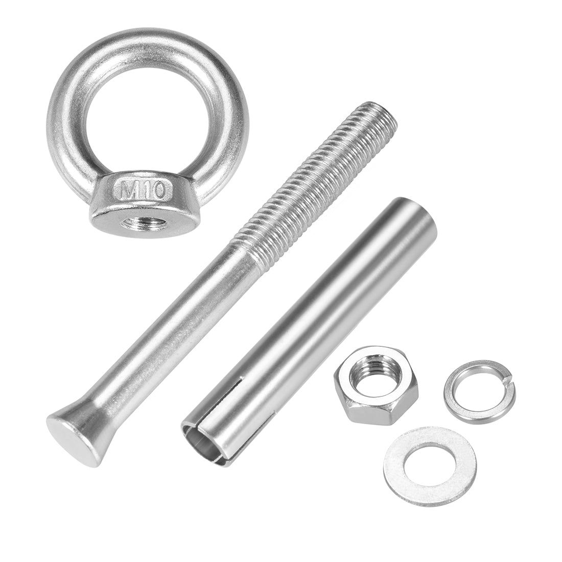 uxcell Uxcell M10 x 100 Expansion Eyebolt Eye Nut Screw with Ring Anchor Raw Bolts 1 Pcs
