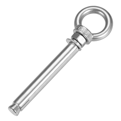 Harfington Uxcell M10 x 120 Expansion Eyebolt Eye Nut Screw with Ring Anchor Raw Bolts 1 Pcs