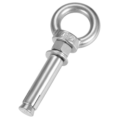 Harfington Uxcell M12 x 90 Expansion Eyebolt Eye Nut Screw with Ring Anchor Raw Bolts 1 Pcs