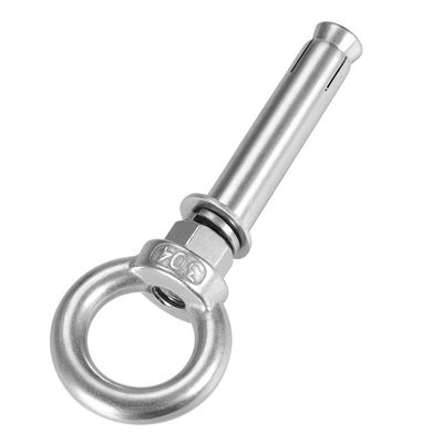Harfington Uxcell M12 x 100 Expansion Eyebolt Eye Nut Screw with Ring Anchor Raw Bolts 1 Pcs
