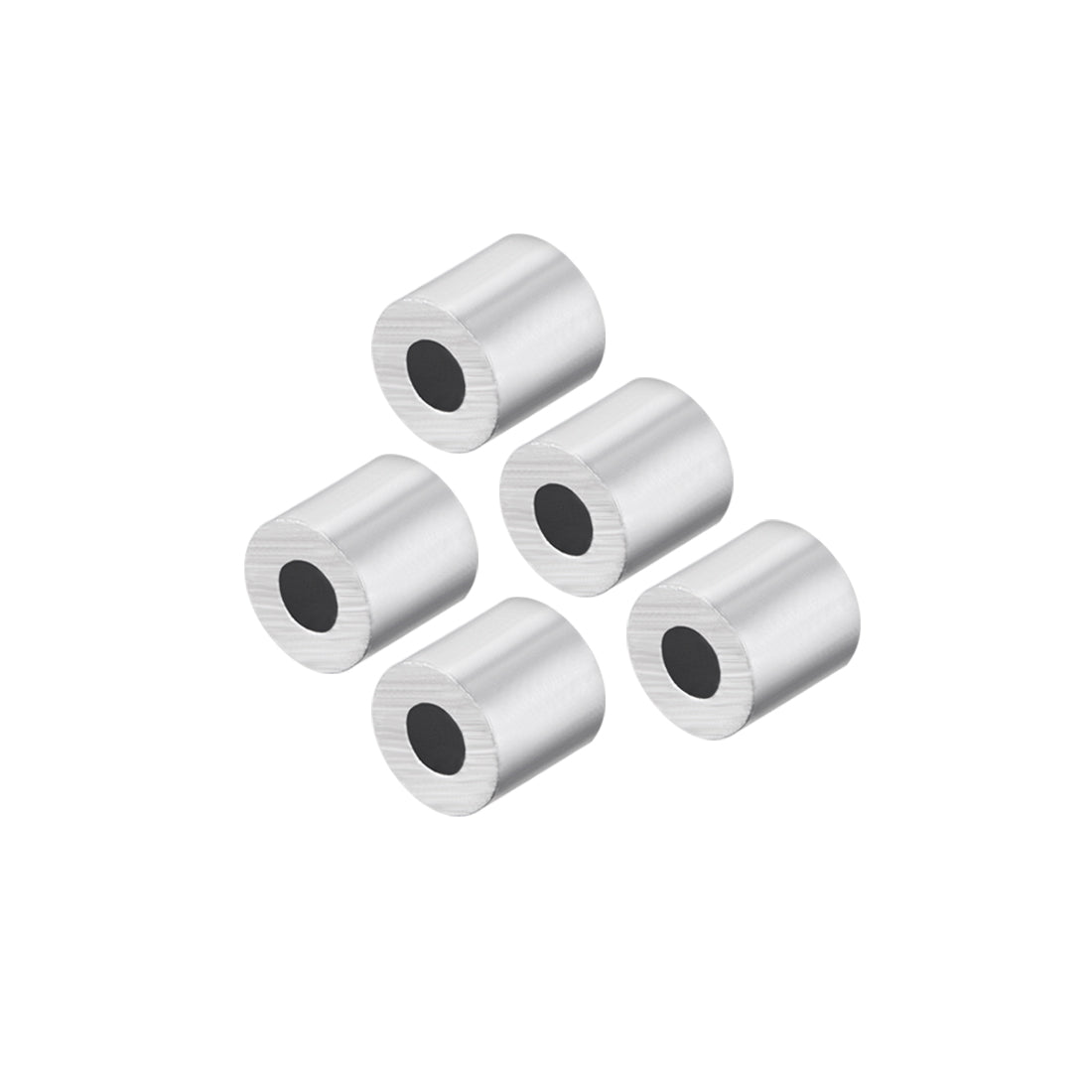 uxcell Uxcell M2.5 Aluminum Sleeve Crimp 2.5mm(3/32 In) Steel Wire Rope Button Stop 5 Pcs