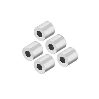 Harfington Uxcell M2.5 Aluminum Sleeve Crimp 2.5mm(3/32 In) Steel Wire Rope Button Stop 5 Pcs