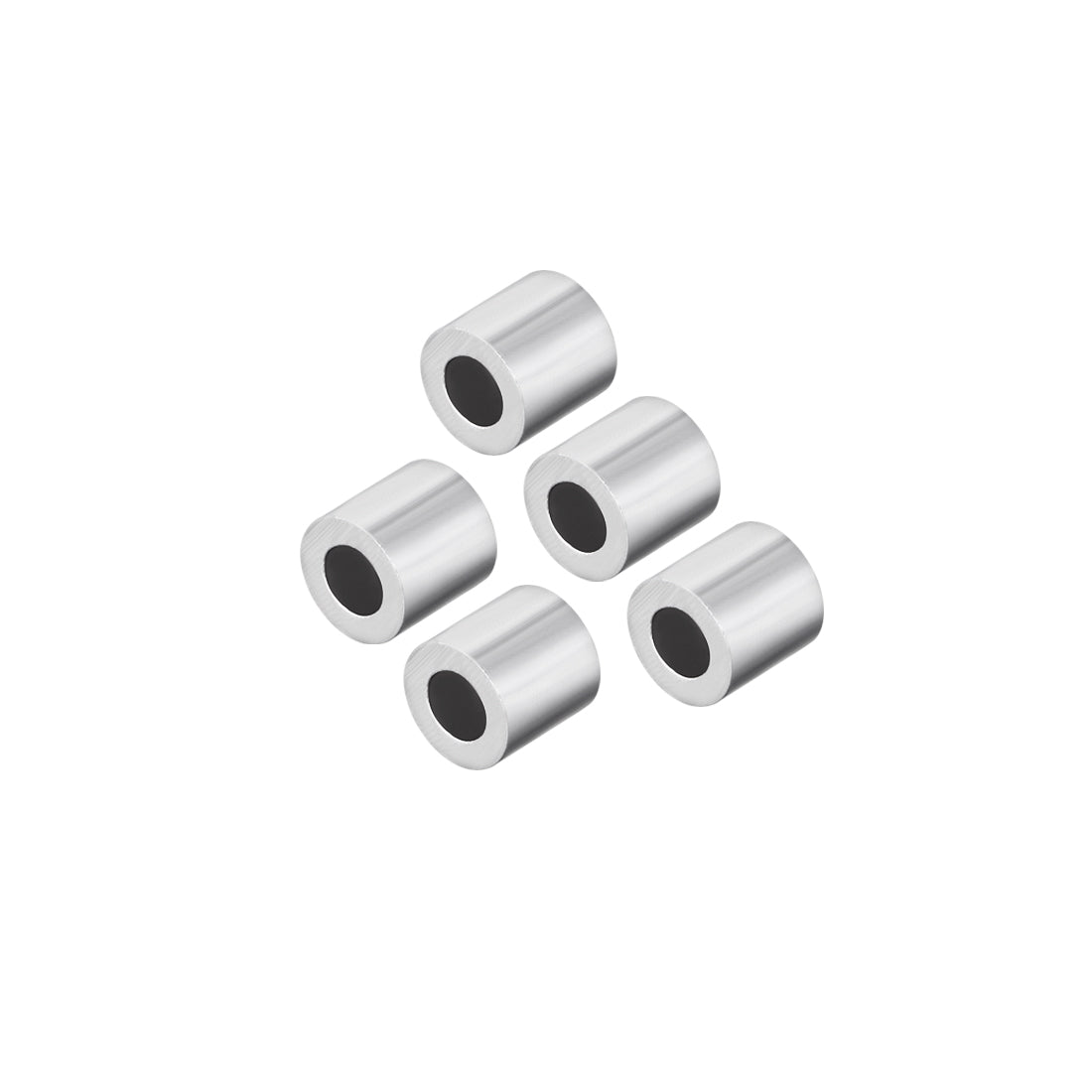 uxcell Uxcell M3 Aluminum Sleeve Crimp 3mm(1/8 In) Steel Wire Rope Button Stop 5 Pcs
