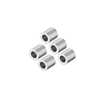 Harfington Uxcell M4 Aluminum Sleeve Crimp 4mm(5/32 In) Steel Wire Rope Button Stop 5 Pcs