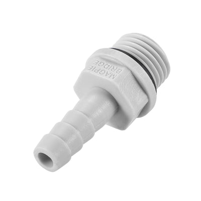 Harfington Uxcell PVC Barb Hose Fitting Connector Adapter 6mm or 15/64" Barbed x 1/4" G Male Pipe 5pcs