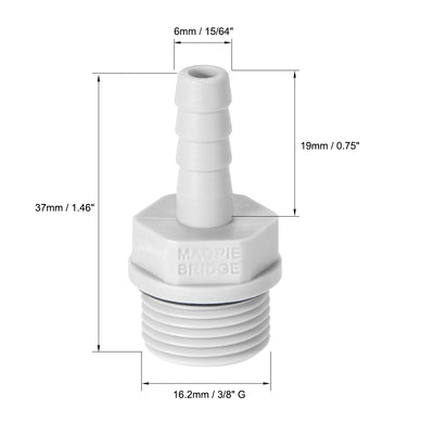 Harfington Uxcell PVC Barb Hose Fitting Connector Adapter 10mm or 25/64" Barbed x 1/8NPT Male Pipe 2pcs
