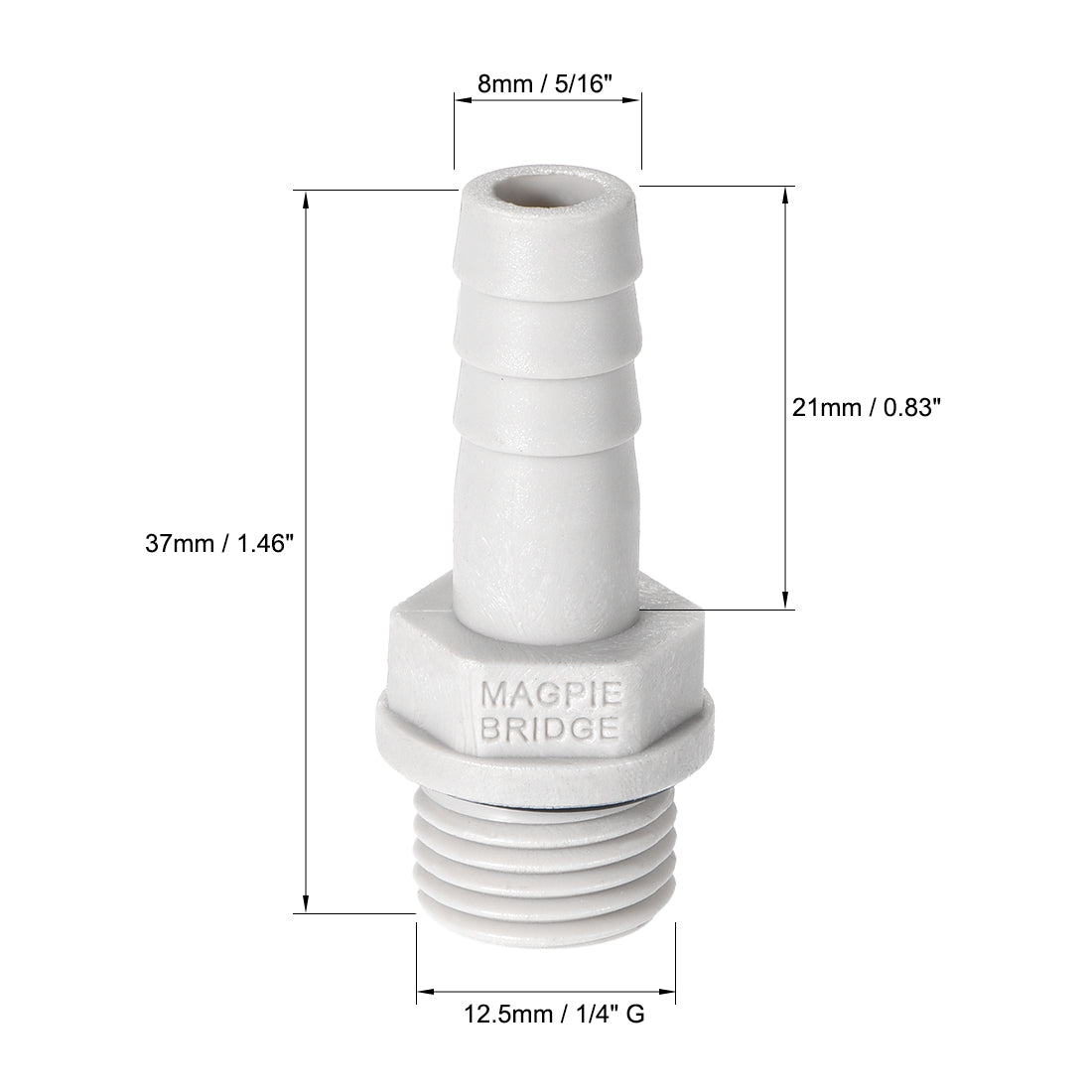 Uxcell Uxcell PVC Barb Hose Fitting Connector Adapter 6mm or 15/64" Barbed x 1/4" G Male Pipe 5pcs