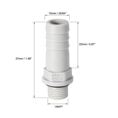 Harfington Uxcell PVC Barb Hose Fitting Connector Adapter 10mm or 25/64" Barbed x 1/2" G Male Pipe 10pcs