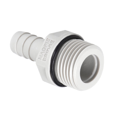 Harfington Uxcell PVC Barb Hose Fitting Connector Adapter 6mm or 15/64" Barbed x 1/4" G Male Pipe 5pcs