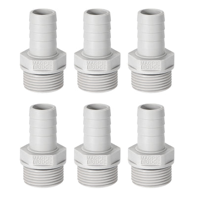 Harfington Uxcell PVC Tube Fitting, Adapter, Barb Hose Connector, Gray, 10mm (25/64" )Barbed x G3/8 Male, 6pcs