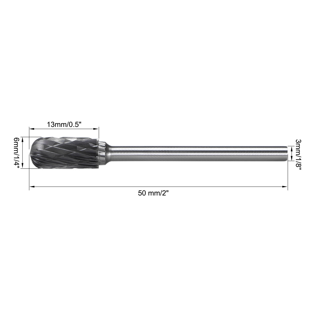 uxcell Uxcell Tungsten Carbide Double Cut Rotary File Radius Cylinder Shape w 1/8" Shank 2pcs
