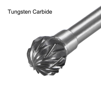 Harfington Uxcell Tungsten Carbide Double Cut Rotary Burrs File Ball Shape with 1/8" Shank 2pcs