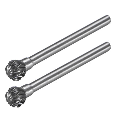 Harfington Uxcell Tungsten Carbide Double Cut Rotary Burrs File Ball Shape with 1/8" Shank 2pcs