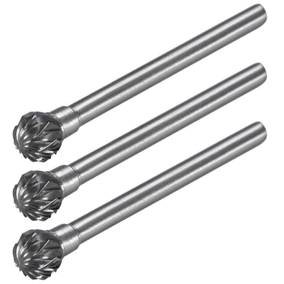 uxcell Uxcell Tungsten Carbide Double Cut Rotary Burrs File Ball Shape with 1/8" Shank 3pcs