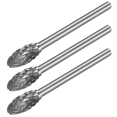 uxcell Uxcell Tungsten Carbide Double Cut Rotary File Oval Shape with 1/8" Shank 3pcs
