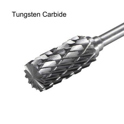 Harfington Uxcell Tungsten Carbide Double Cut Rotary Burrs File Cylinder Shape w 3/32" Shank 2pcs