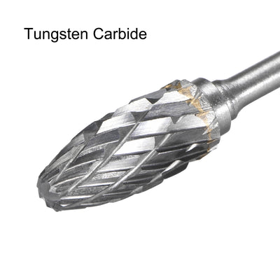 Harfington Uxcell Tungsten Carbide Double Cut Rotary File Oval Shape w 3/32" Shank 2pcs