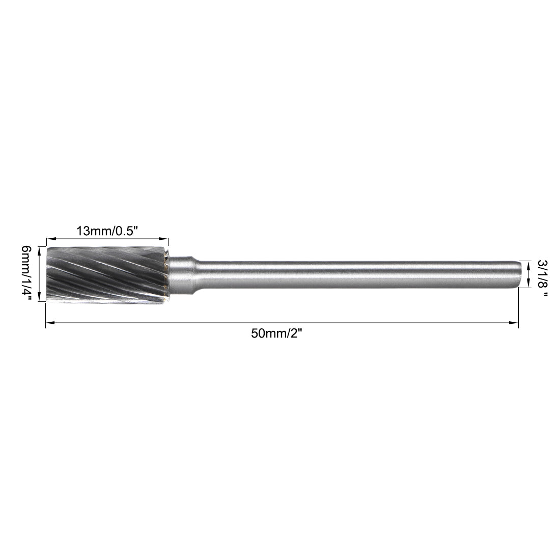 uxcell Uxcell Tungsten Carbide Single Cut Rotary Burrs File Cylinder Shape w 1/8" Shank 3pcs