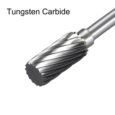 Harfington Uxcell Tungsten Carbide Single Cut Rotary Burrs File Cylinder Shape w 1/8" Shank 3pcs