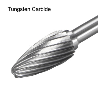 Harfington Uxcell Tungsten Carbide Single Cut Rotary Burrs File Tree Shape w 1/8" Shank 3pcs