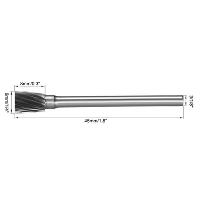 Harfington Uxcell Tungsten Carbide Single Cut Rotary File Cylinder Shape with 1/8" Shank 3pcs