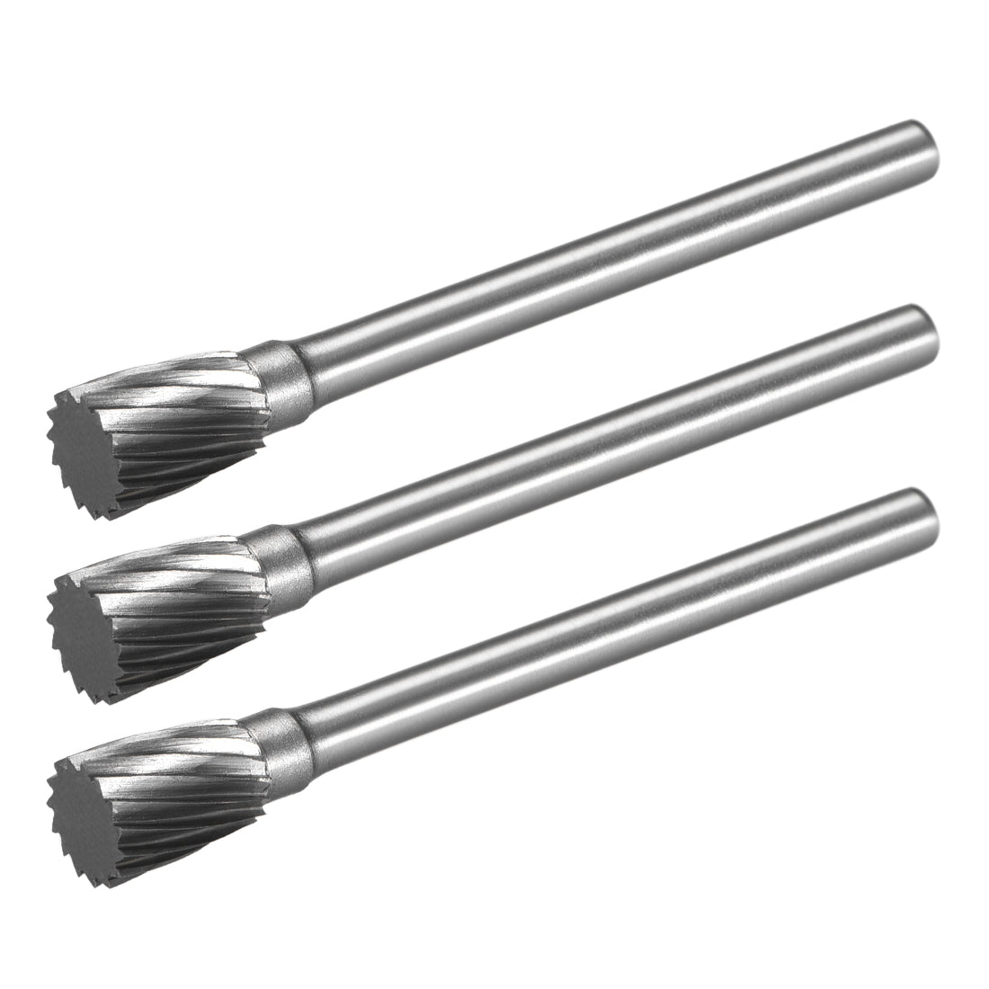 uxcell Uxcell Tungsten Carbide Single Cut Rotary File Cylinder Shape with 1/8" Shank 3pcs
