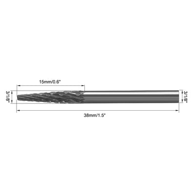 Harfington Uxcell Double Cut Rotary Burrs Files Cone Shape with 1/8" Shank and 1/8" Head Size 2pcs