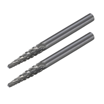 Harfington Uxcell Double Cut Rotary Burrs Files Cone Shape with 1/8" Shank and 1/8" Head Size 2pcs