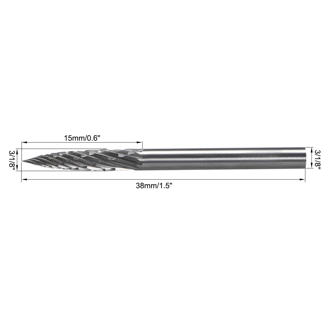 uxcell Uxcell Double Cut Rotary Burrs File Cone Shape 1/8" Shank Diameter 1/8" Head Size 2pcs