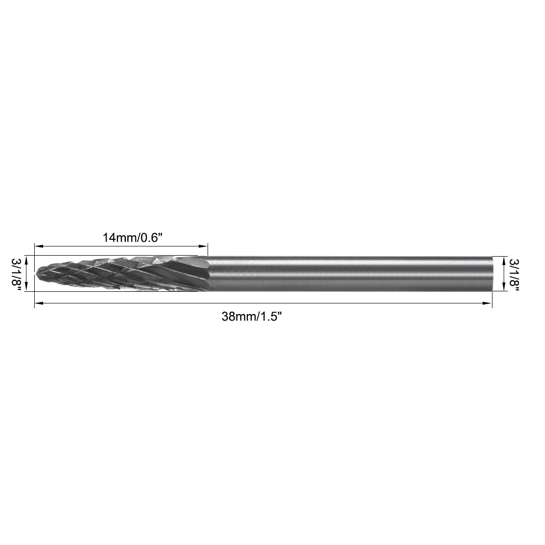 uxcell Uxcell Double Cut Rotary Burrs File Cone Shape 1/8" Shank Dia 1/8" Head Size