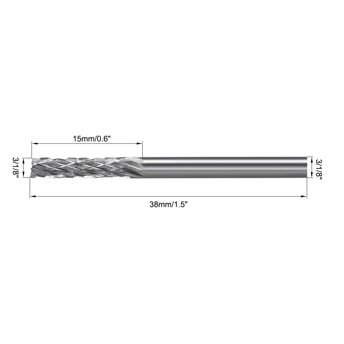 uxcell Uxcell Double Cut Rotary Burrs File Cylinder Shape w 1/8" Shank and 1/8" Head Size 2pcs