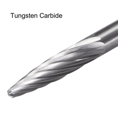 Harfington Uxcell Tungsten Carbide Single Cut Rotary Burrs Files Cone Shape 1/8" Shank 2pcs