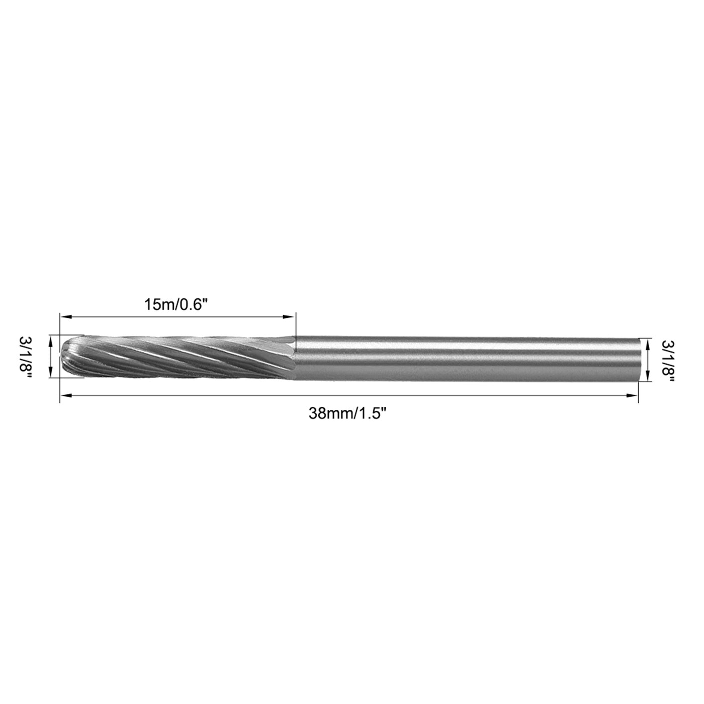 uxcell Uxcell Single Cut Rotary Files Cylinder Shape w 1/8" Shank and 1/8" Head Size 2pcs