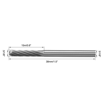 Harfington Uxcell Single Cut Rotary Files Cylinder Shape w 1/8" Shank and 1/8" Head Size 2pcs