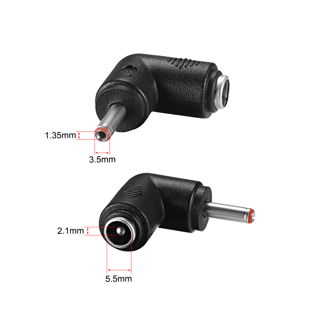 Uxcell DC Power Connector 90 Degree Right Angle 5.5mm x 2.1mm Female to ...